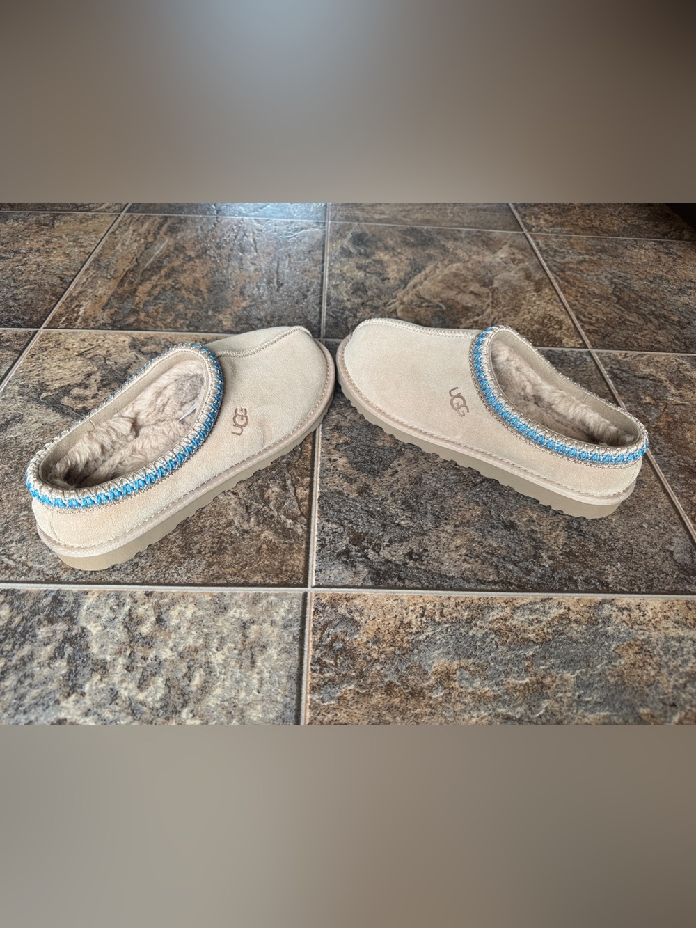 NEW!!! UGG Tasman Slip-on Slippers- Tan/Blue, Men’s Size 8